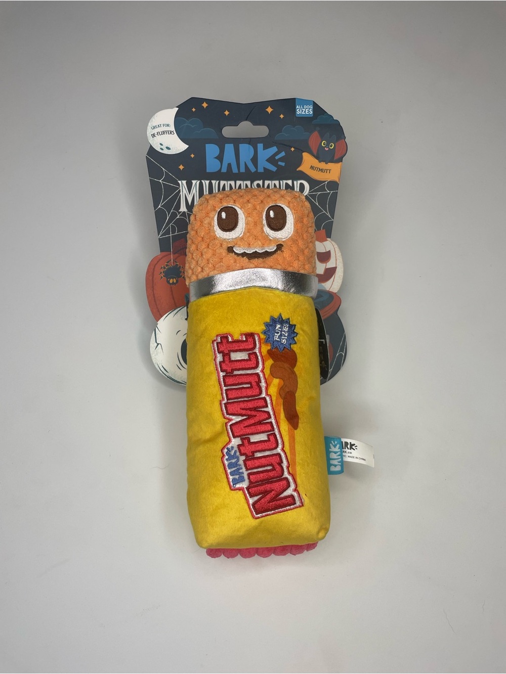 Bark NutMutt Plush Dog Toy - Yellow & Orange with Silver Accent